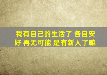 我有自己的生活了 各自安好 再无可能 是有新人了嘛